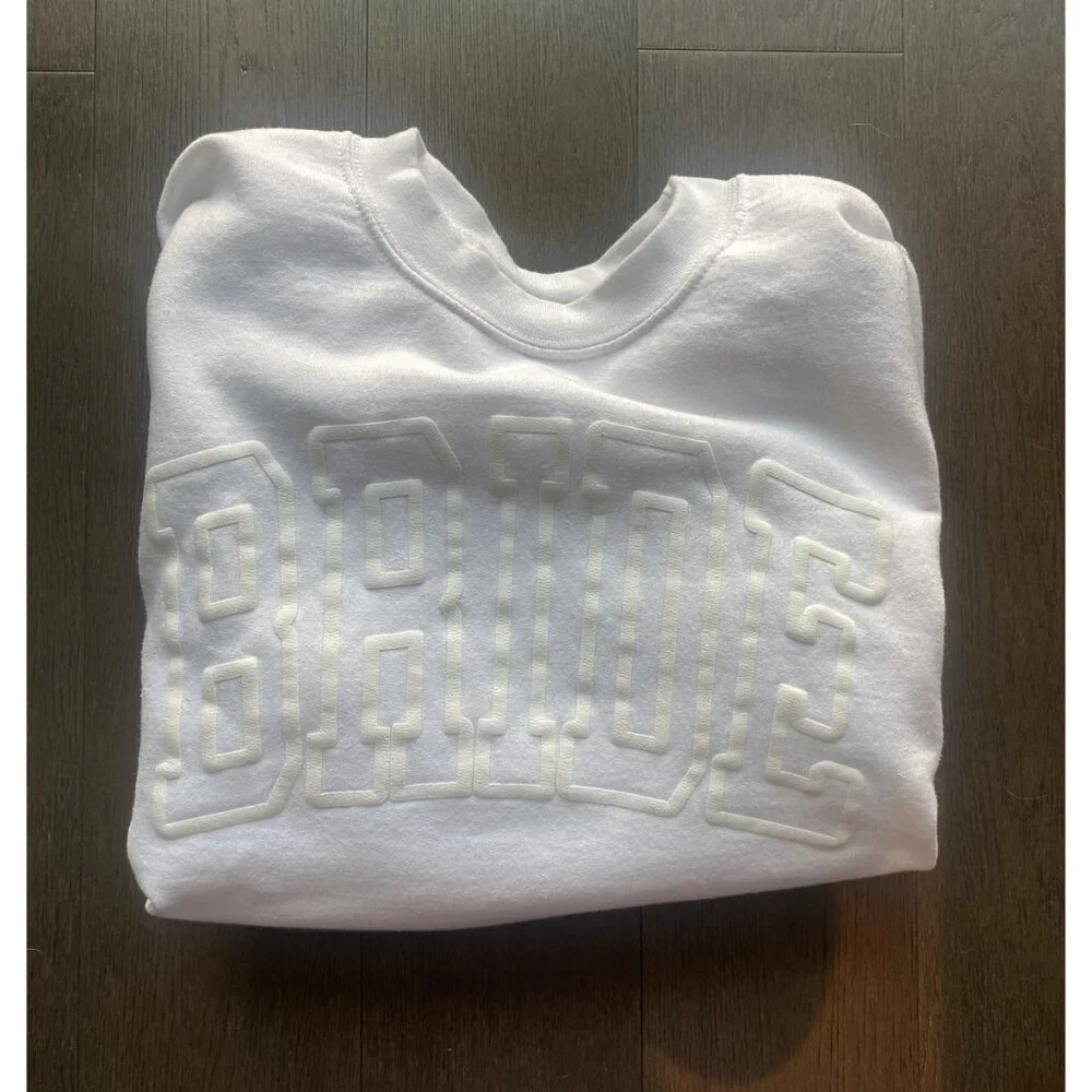White Varsity Bride Sweatshirt Size Small - Picture 5 of 5